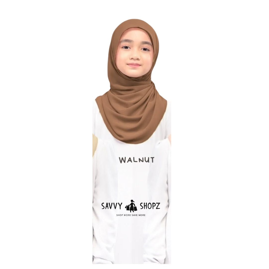 Kids Chiffon Instant Hijab With Cap. Kids Namaz Hijab. Children Dark color hijab