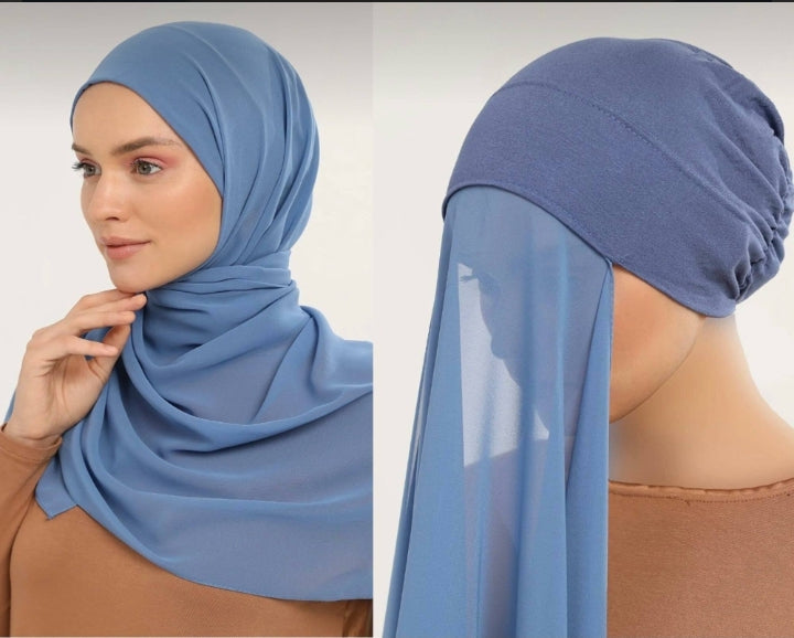 Chiffon Hijab with attached cap