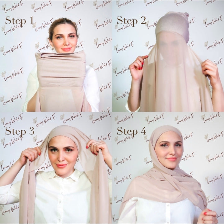 Chiffon Hijab with attached cap