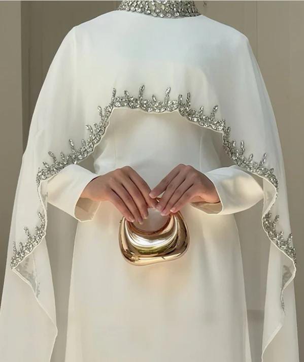 Wedding Abaya - Luxury Embroidery Pearl Abaya with diamond Hijab