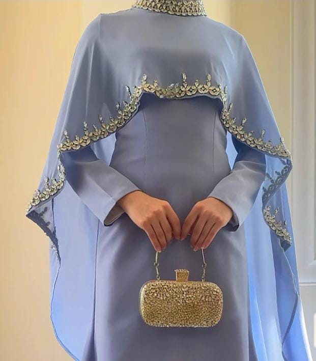 Wedding Abaya - Luxury Embroidery Pearl Abaya with diamond Hijab