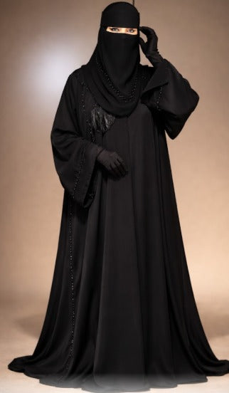 Luxury Black Nidha Abaya - Fancy Premium Abaya