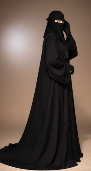Luxury Black Nidha Abaya - Fancy Premium Abaya