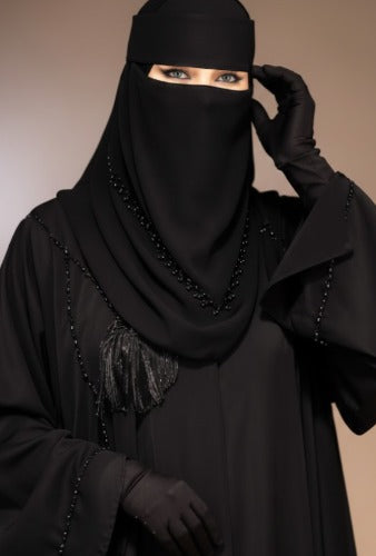 Luxury Black Nidha Abaya - Fancy Premium Abaya