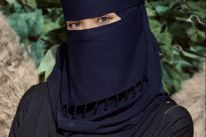 Half Square Shape Naqab with Lace