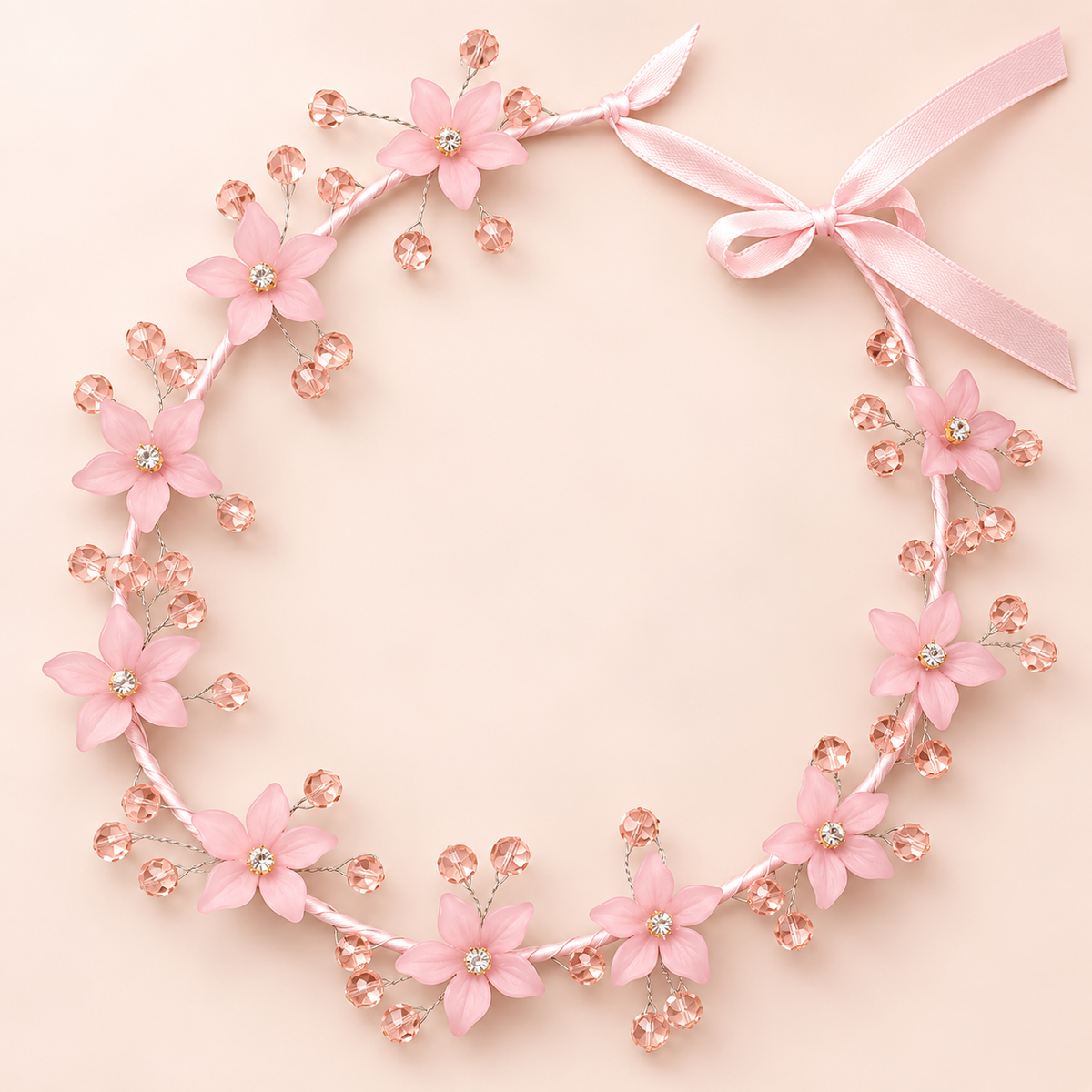Pink floral crystal hair vine for girls and women