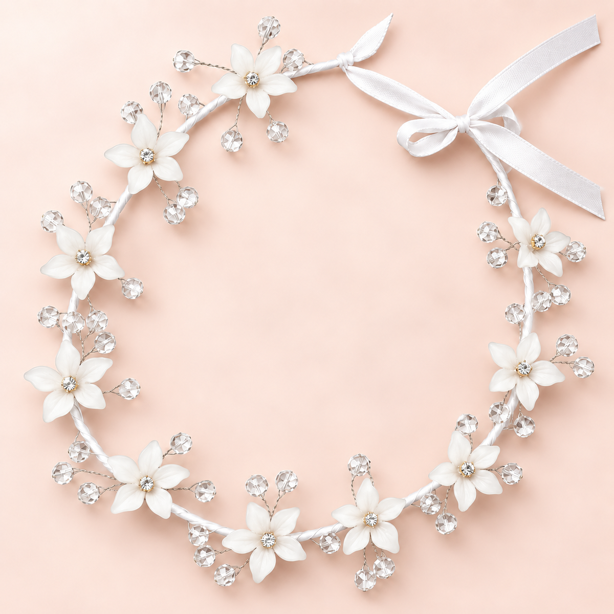 White floral crystal hair vine for girls and women