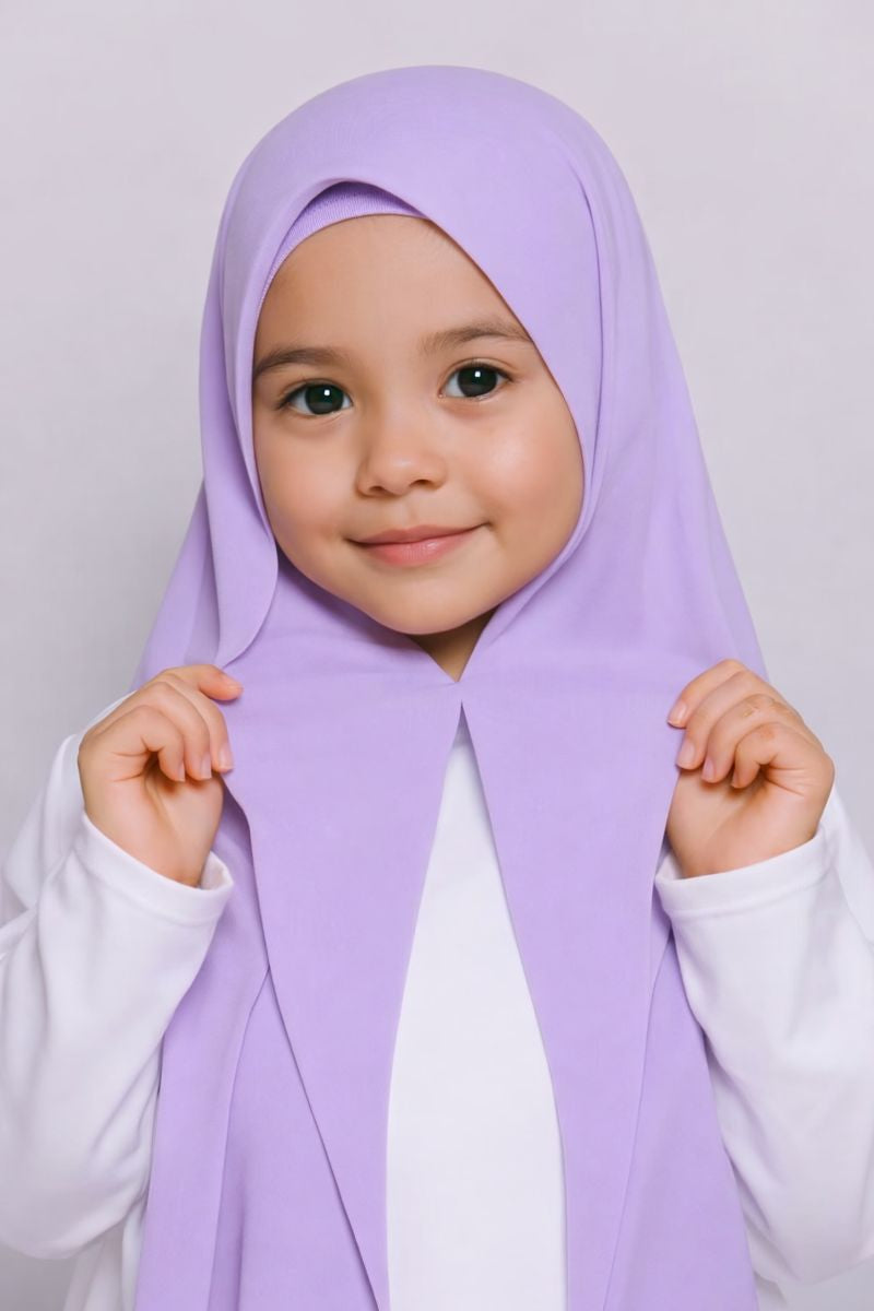 Lavender Magnet kids hijab for girls, easy wear no pin school hijab made from soft and comfortable fabric
