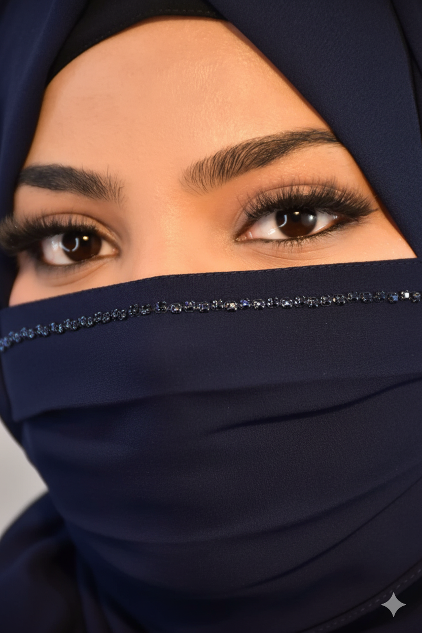 navyblue Hijab with Naqab for Modest Fashion – Savvy Shopz