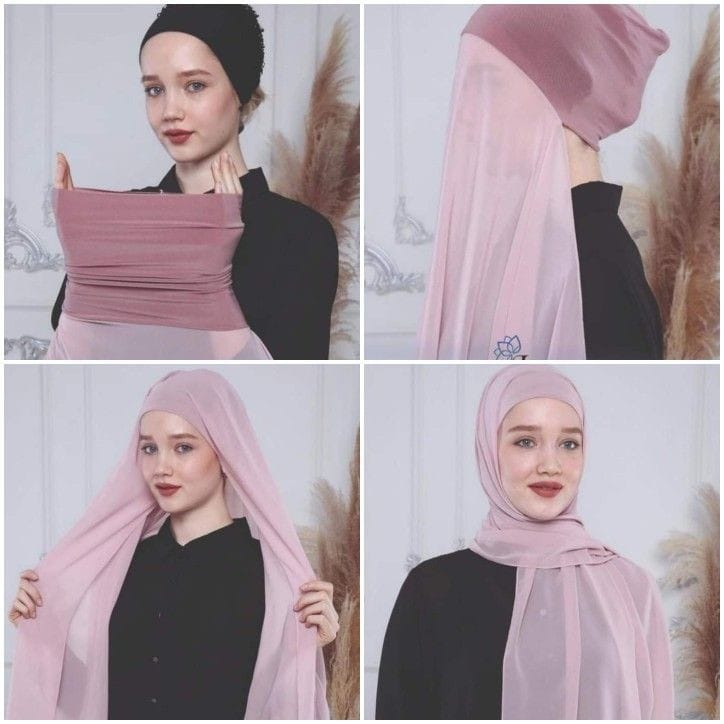 Chiffon Hijab with attached cap