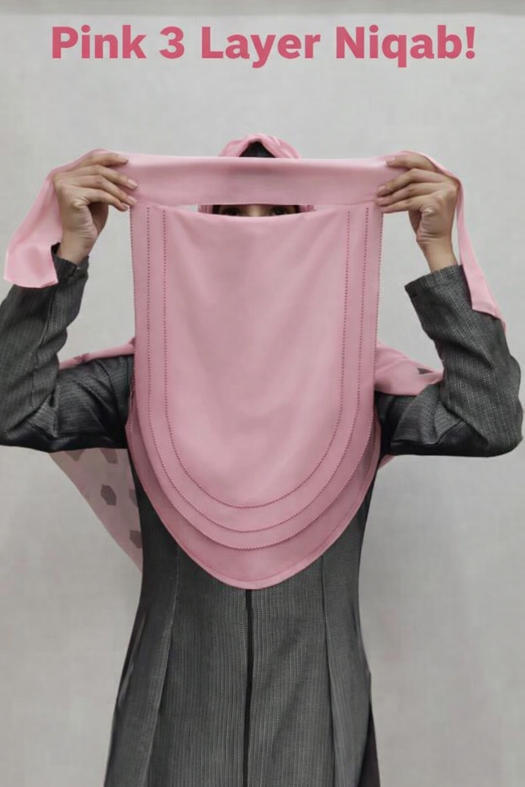 Pink Premium 3 layer niqab with flowy design, comfortable naqab set by Savvy Shopz
