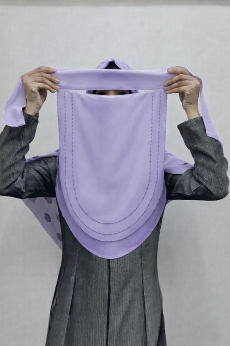 lavender Premium 3 layer niqab with flowy design, comfortable naqab set by Savvy Shopz
