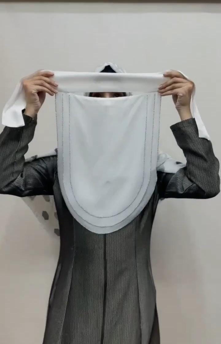 White Premium 3 layer niqab with flowy design, comfortable naqab set by Savvy Shopz
